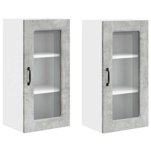 Küchenhängeschrank mit Regal 2 pcs Beton Grau 40 x 31 x 80 cm