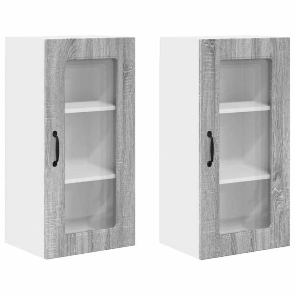 Küchenhängeschrank mit Tür 2 pcs Graues Sonoma 40 x 31 x 80 cm