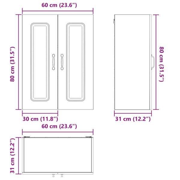 Küchenhängeschrank mit Regal Braun Eichen-Optik 60 x 31 x 80 cm