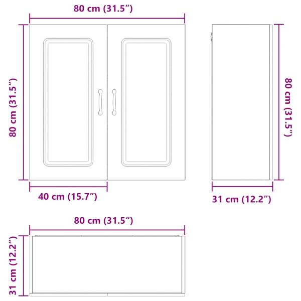 Küchenhängeschrank Beton Grau 80 x 31 x 80 cm Holzwerkstoff