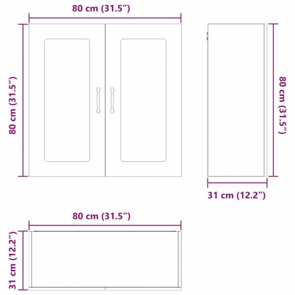 Küchenhängeschrank mit Regal Braun Eichen-Optik 80 x 31 x 80 cm