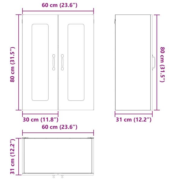 Küchenhängeschrank Hochglanz Weiß 60 x 31 x 80 cm Holzwerkstoff