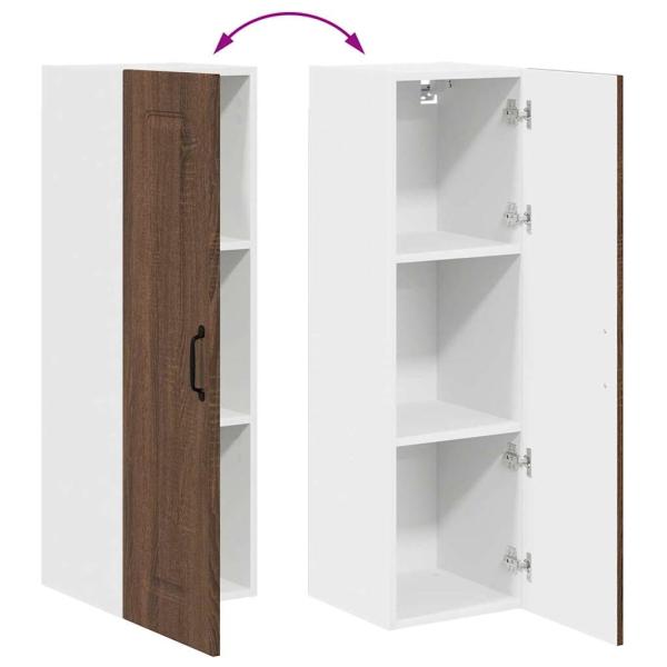 Küchenhängeschrank mit Tür Braun Eichen-Optik 30 x 31 x 100 cm