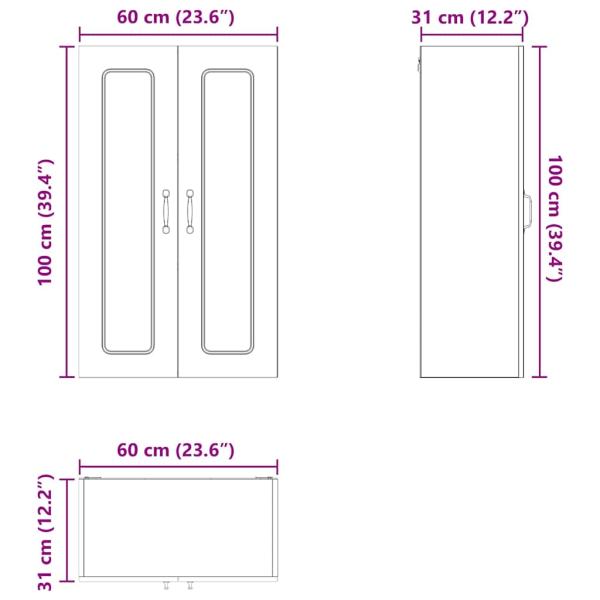 Küchenhängeschrank mit Regal Hochglanz Weiß 60 x 31 x 100 cm
