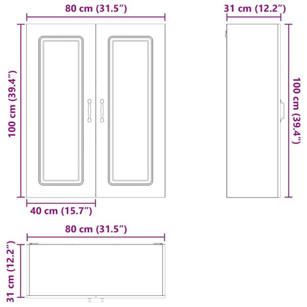 Küchenhängeschrank mit Regal Geräucherte Eiche 80 x 31 x 100 cm