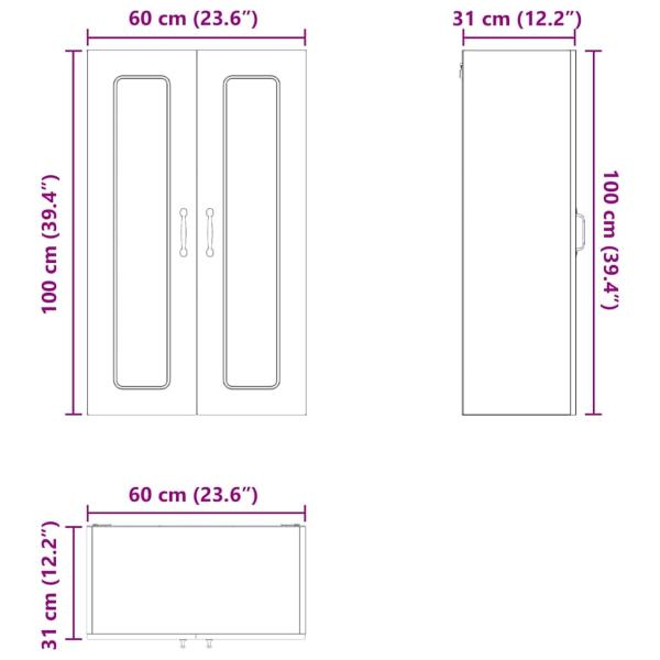 Küchenhängeschrank mit Tür Braun Eichen-Optik 60 x 31 x 100 cm