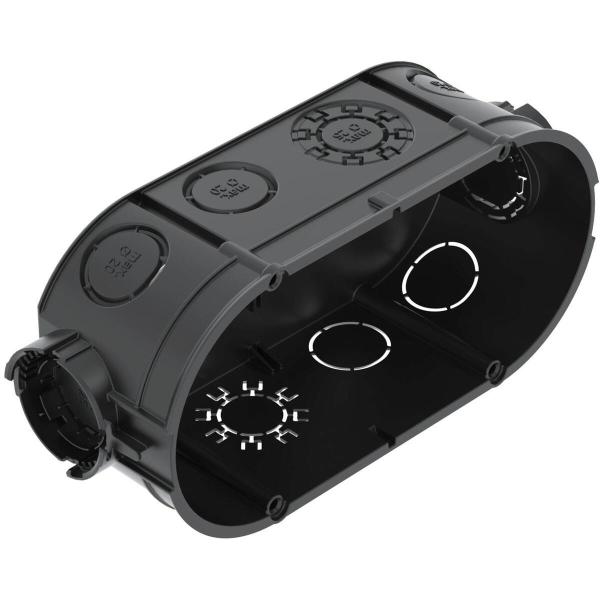 ARDEBO.de OBO Bettermann UG 46-DV UP Gerätedose, doppelte Ausführung, 2x Ø60xH46mm, tiefschwarz/blaugrau (2003722)