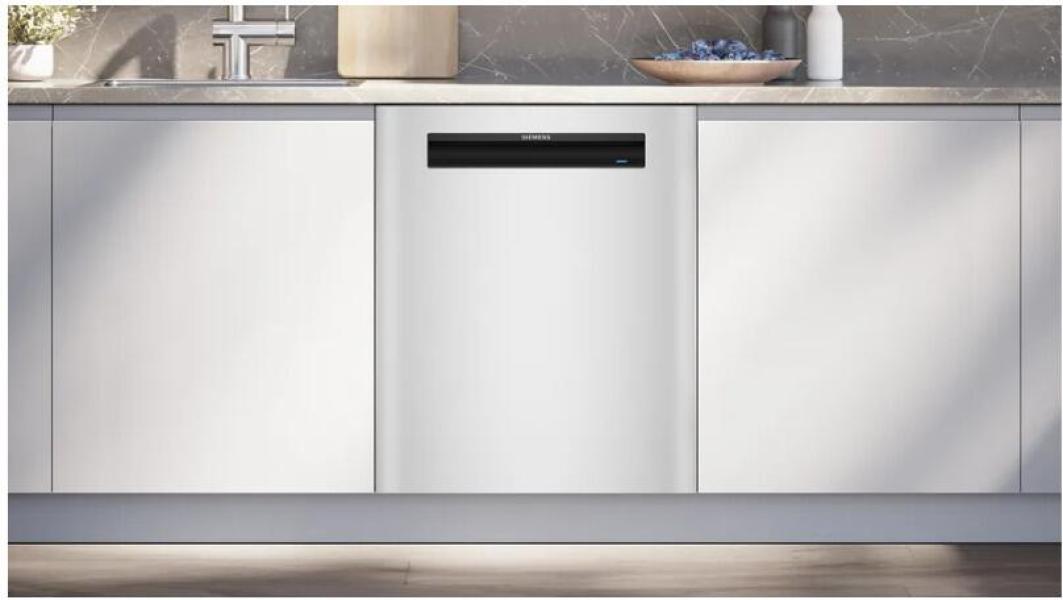 Siemens SN15EW06CS iQ500 Unterbau-Geschirrspüler, 60 cm breit, 14 Maßgedecke, Aqua Stop, varioSpeed Plus, autoOpen dry, emotionLight, Home Connect-App, weiß