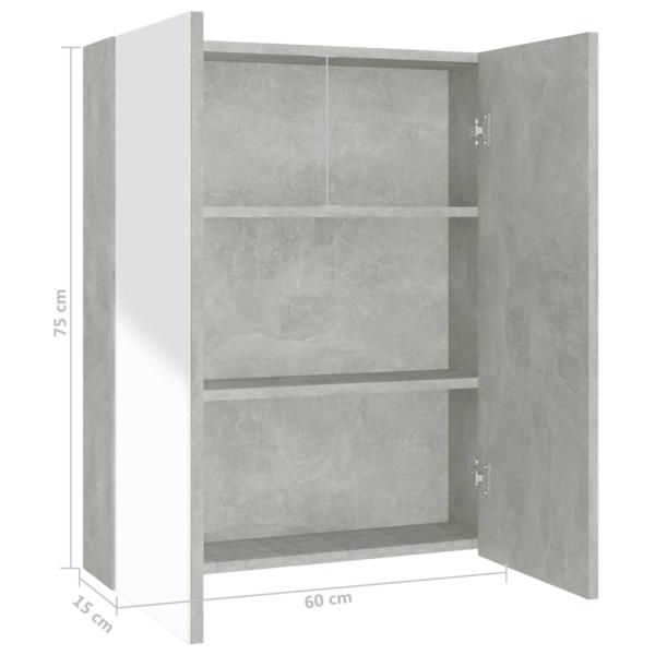 Bad-Spiegelschrank 60x15x75 cm MDF Betongrau