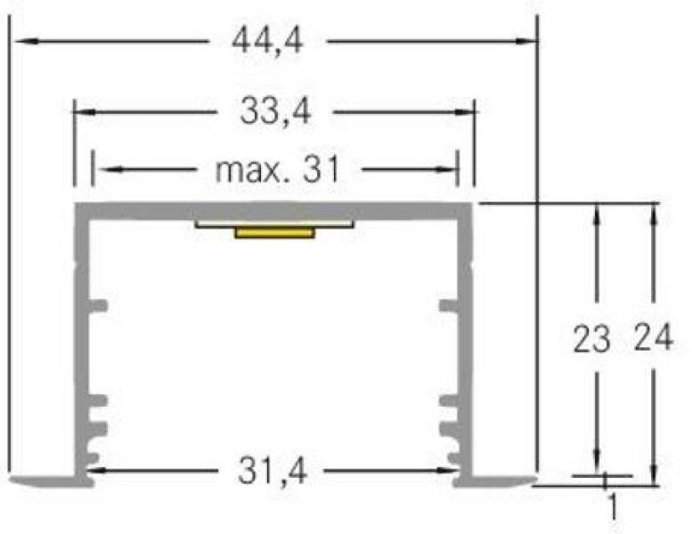 Brumberg P40-30 LED-Einbauprofil, LxBxH: 2000x44,4x24mm, Aluminium eloxiert (53759260)