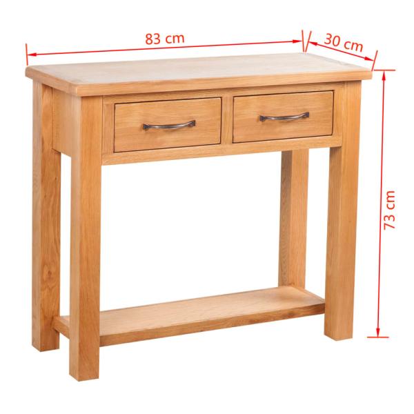 Konsolentisch mit 2 Schubladen 83x30x73 cm Massivholz Eiche