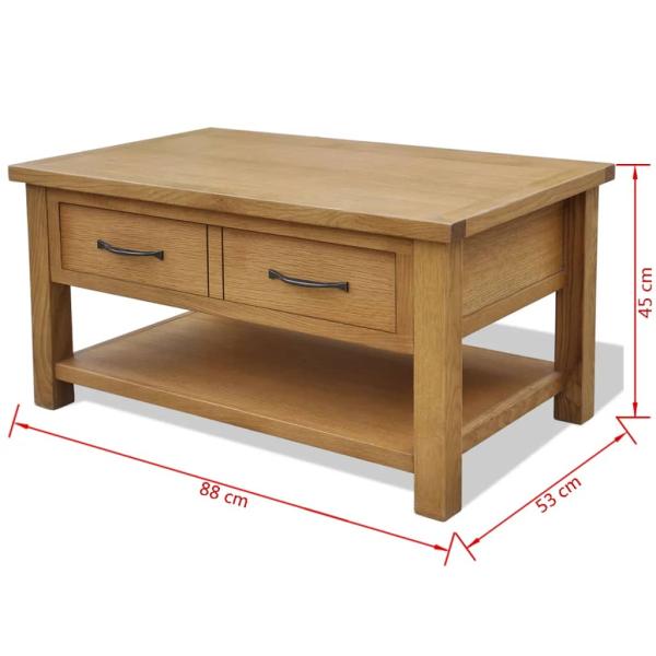 Couchtisch 88x53x45 cm Massivholz Eiche