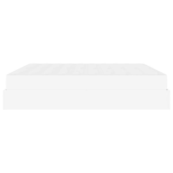 Bettgestell mit Matratze Reinweiß 200 x 200 cm Kunstleder