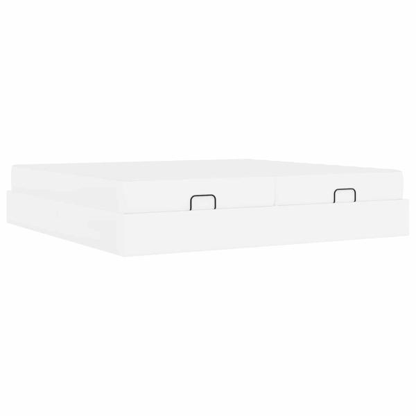 Bettgestell mit Matratze Reinweiß 200 x 200 cm Kunstleder