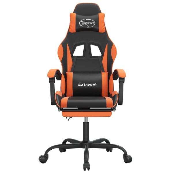Gaming-Stuhl mit Fußstütze Drehbar Schwarz & Orange Kunstleder