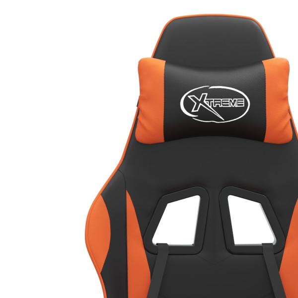 Gaming-Stuhl mit Fußstütze Drehbar Schwarz & Orange Kunstleder