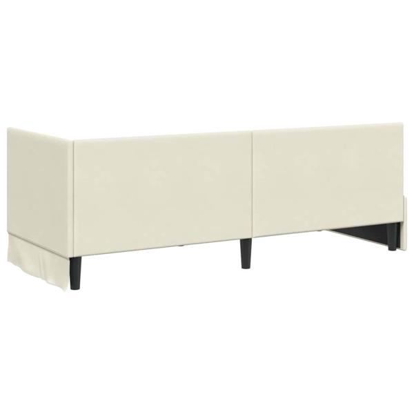 Eckbettgestell mit Kopfteil Creme 80 x 200 cm Samt