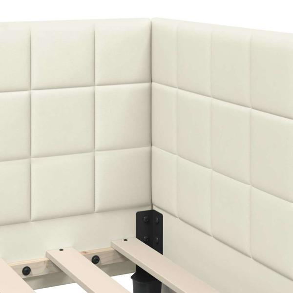 Eckbettgestell mit Kopfteil Creme 80 x 200 cm Samt