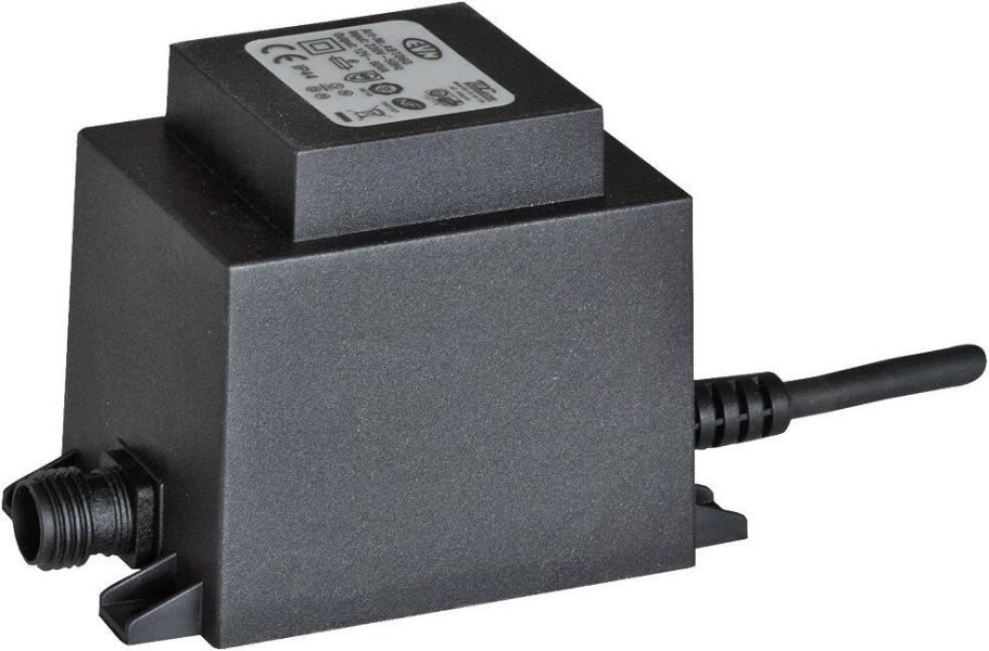 ARDEBO.de EVN Trafo 12V/AC, 30-60W, IP44, Primär: 230-240V/AC, Sekundär: Buchse für IP44-Stecksystem (ABT060)