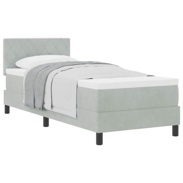 Boxspringbett mit Matratze Hellgrau 80 x 200 cm Stoff