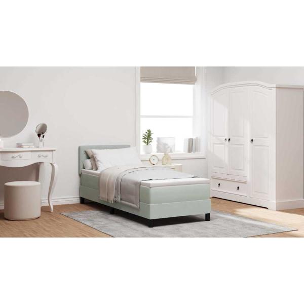 Boxspringbett mit Matratze Hellgrau 80 x 200 cm Samt