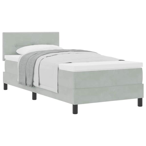 Boxspringbett mit Matratze Hellgrau 80 x 200 cm Stoff