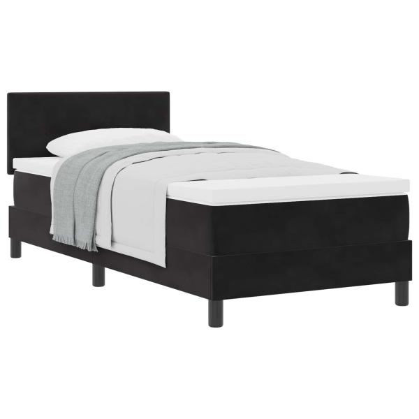 Boxspringbett mit Kopfteil Schwarz 80 x 200 cm Samt