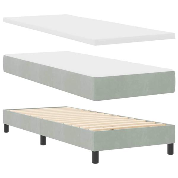 Boxspringbett mit Kopfteil Hellgrau 80 x 200 cm Samt