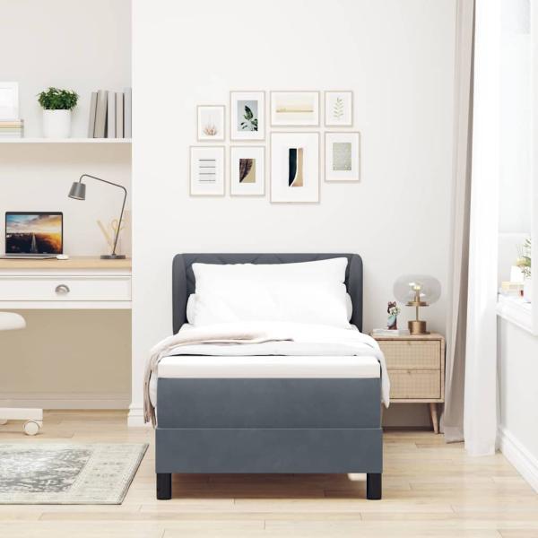 Boxspringbett mit Matratze Dunkelgrau 80x200 cm Samt Dunkelgrau
