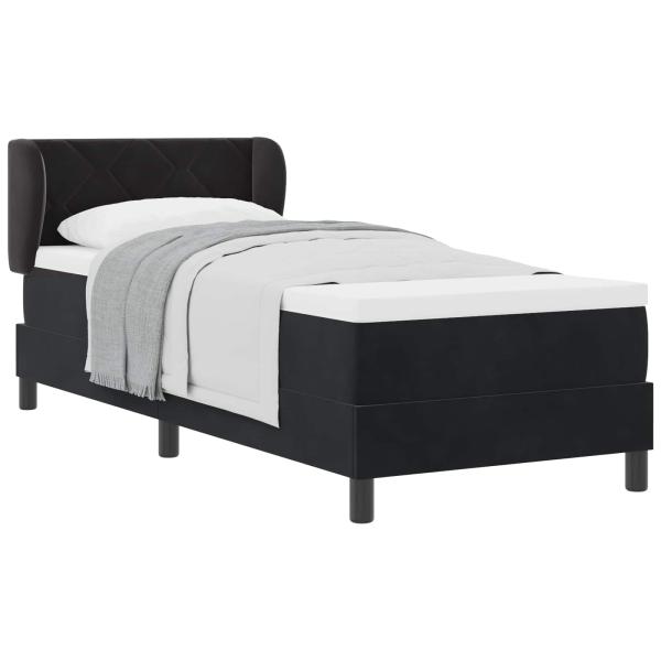 Boxspringbett mit Matratze Dunkelgrau 80x200 cm Samt Schwarz