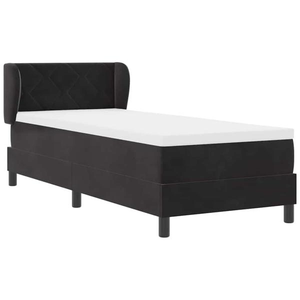 Boxspringbett mit Matratze Dunkelgrau 80x200 cm Samt Schwarz