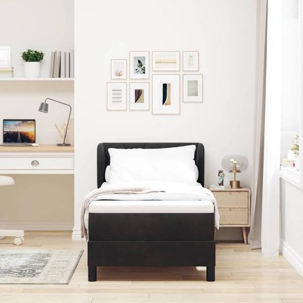 Boxspringbett mit Matratze Dunkelgrau 80x200 cm Samt Schwarz