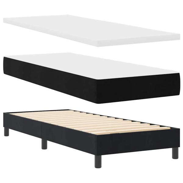 Boxspringbett mit Matratze Dunkelgrau 80x200 cm Samt Schwarz