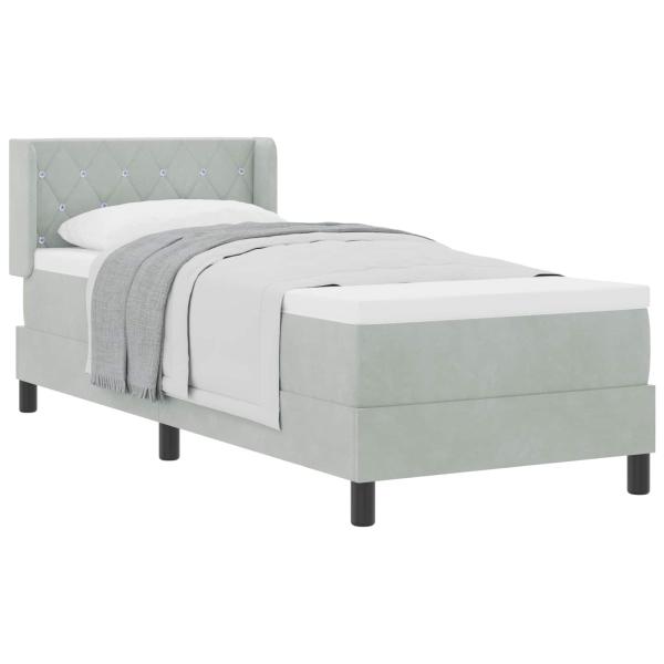 Boxspringbett mit Kopfteil Hellgrau 200 x 80 cm Samt