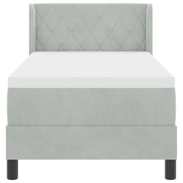 Boxspringbett mit Kopfteil Hellgrau 200 x 80 cm Samt