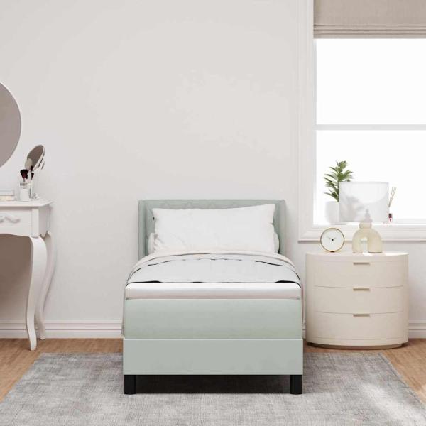 Boxspringbett mit Kopfteil Hellgrau 200 x 80 cm Samt