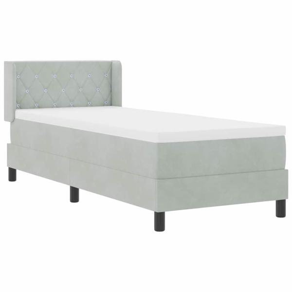 Boxspringbett mit Kopfteil Hellgrau 200 x 80 cm Samt