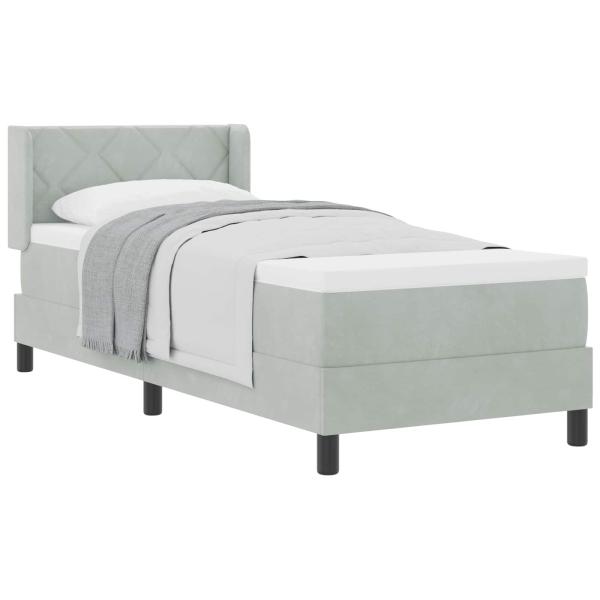 Boxspringbett mit Matratze Schwarz 100x200 cm Velvet Hellgrau