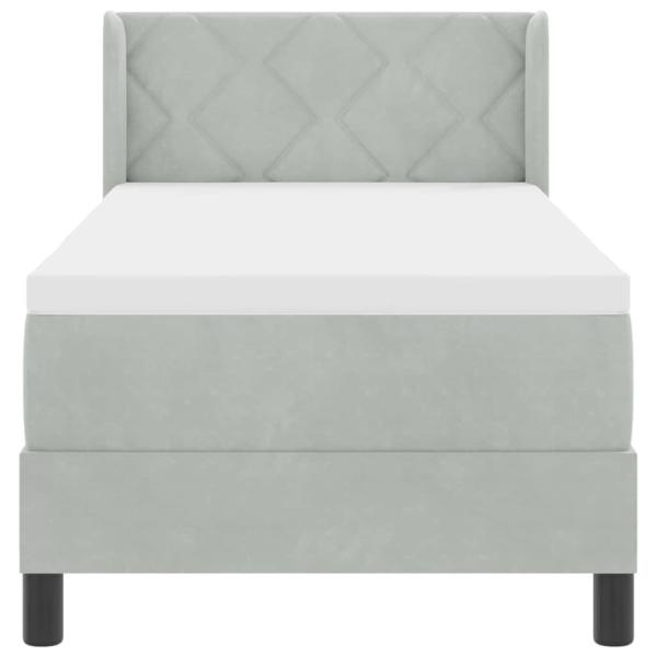 Boxspringbett mit Matratze Schwarz 100x200 cm Velvet Hellgrau