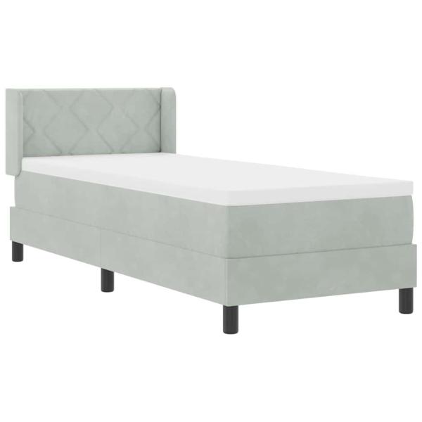 Boxspringbett mit Matratze Schwarz 100x200 cm Velvet Hellgrau