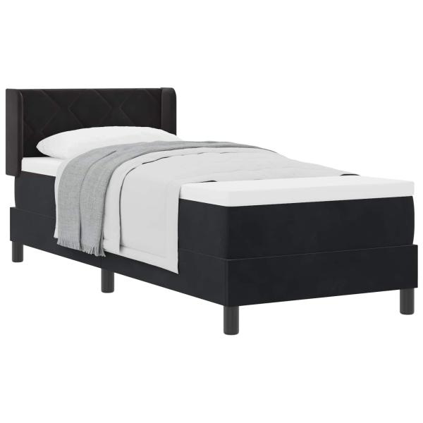 Boxspringbett mit Kopfteil Schwarz 200 x 80 cm Samt