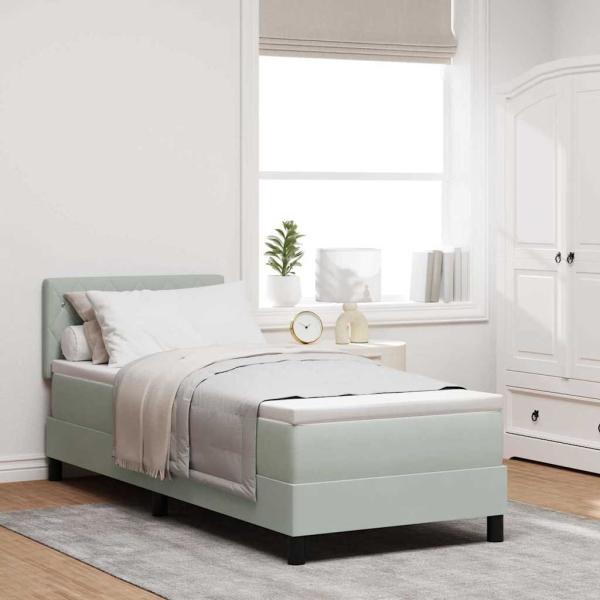 ARDEBO.de - Boxspringbett mit Kopfteil Hellgrau 80 x 200 cm Samt