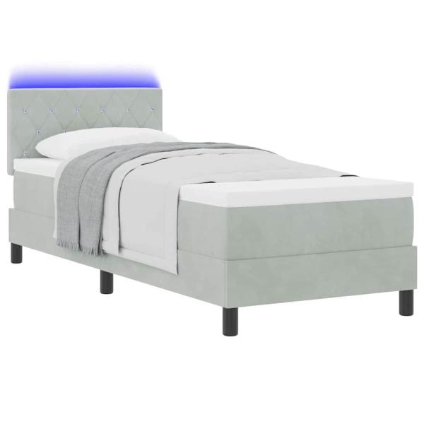 Boxspringbett mit Kopfteil Hellgrau 80 x 200 cm Samt