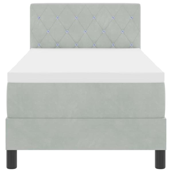 Boxspringbett mit Kopfteil Hellgrau 80 x 200 cm Samt