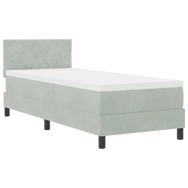 Boxspringbett mit Kopfteil Hellgrau 80 x 200 cm Samt
