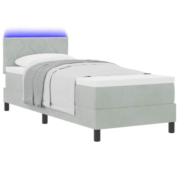 Boxspringbett mit Kopfteil Hellgrau 80 x 200 cm Samt