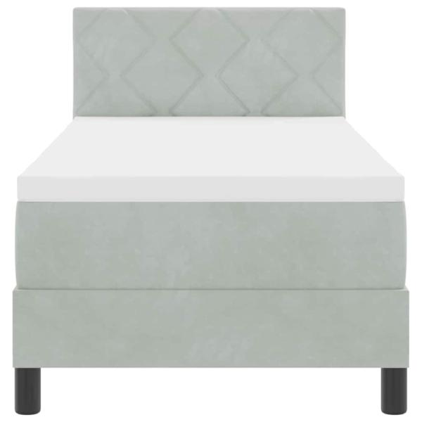 Boxspringbett mit Kopfteil Hellgrau 80 x 200 cm Samt