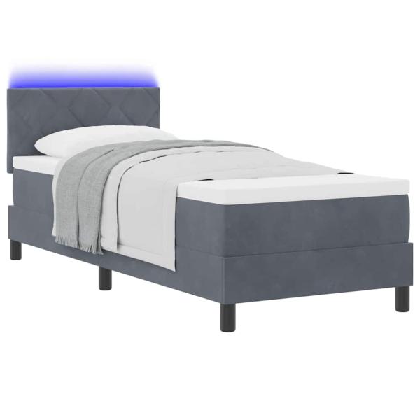 Boxspringbett mit Kopfteil Dunkelgrau 80 x 200 cm Samt