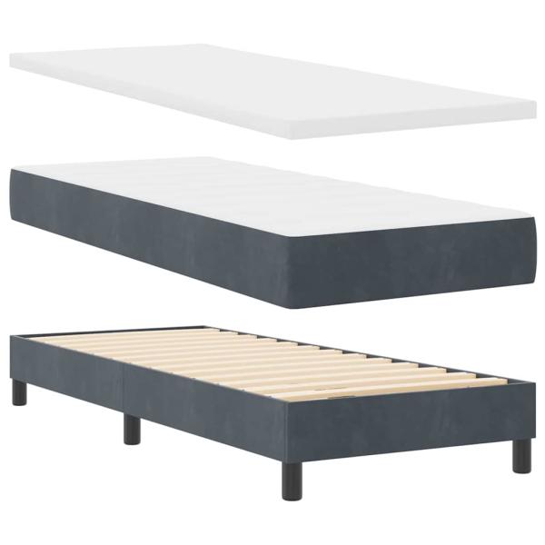 Boxspringbett mit Kopfteil Dunkelgrau 80 x 200 cm Samt
