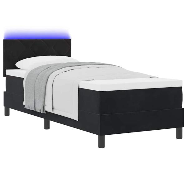 Boxspringbett mit Kopfteil Schwarz 80 x 200 cm Samt